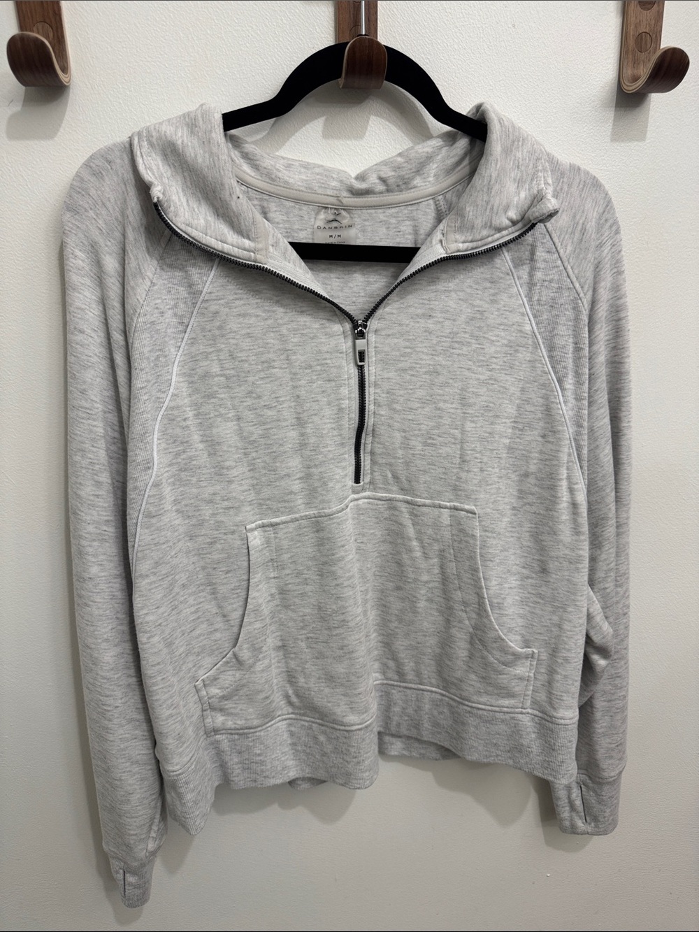 Danskin Light Gray Half-Zip Hoodie Pullover